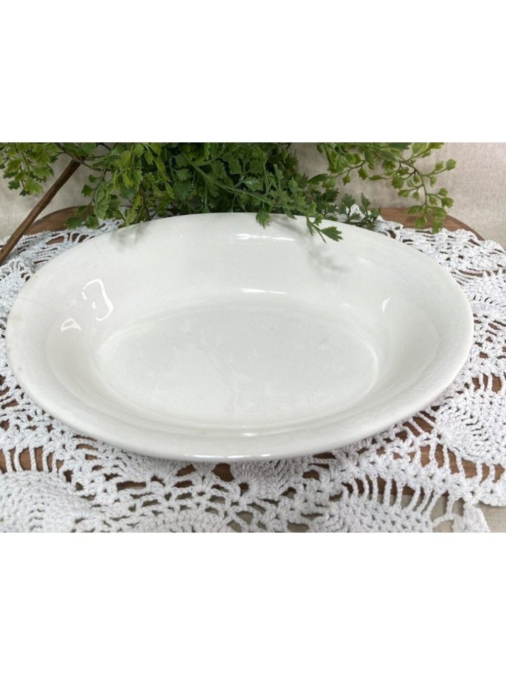 HOMER LAUGHLIN Off White Oval Serving Bowl 8 Inch Primitive Chippy